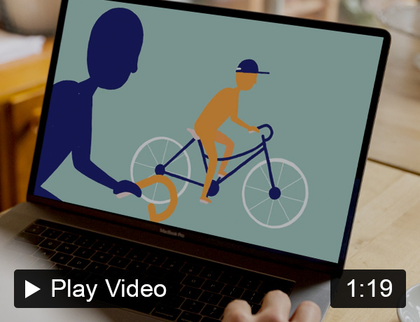 a laptop that is open showing and image of a man riding a bike to represent active retirement